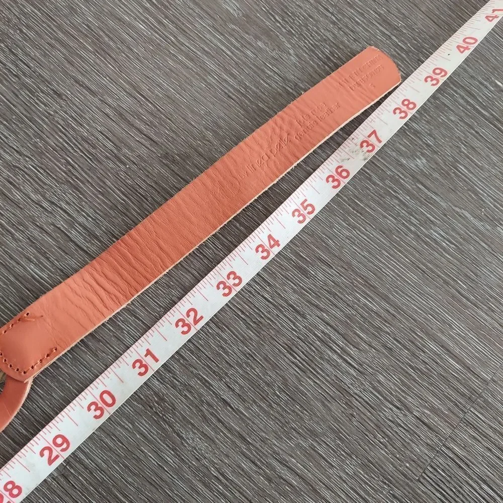 Linea Pelle Leather Link Jute Hip Sling Belt Sz S Orange Cream Ring Buckle Boho